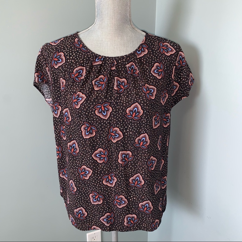 H&M women’s size 10 paisley print Boho Blouse summer short sleeve